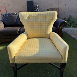 Vintage Gold Tufted Wingback Accent Chair