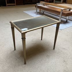 Small Mirror-Top Side Table With Matte Gold Legs