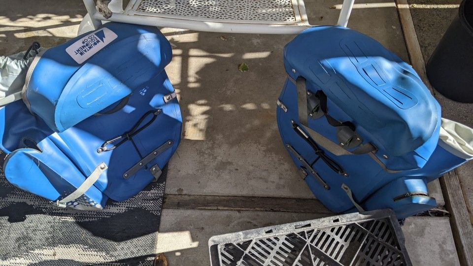 mountain equipment Co-op (mec) dual rear bike pannier waterproof backpack pack