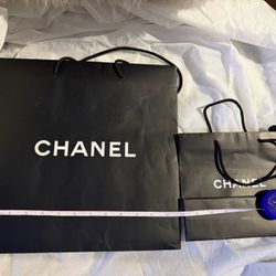 Authentic Chanel Gift Bag Classic Black  Empty Paper Bag Shopping Set Of 2