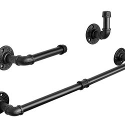 Industrial tubular bath towel set, bathroom accessories including 18-inch towel rack