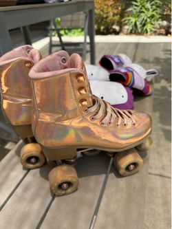 Impala iridescent quad roller skate 6 Moxi adult pads
