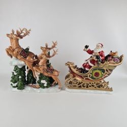 🚨 Vintage Members Mark Santa Sleigh with Reindeers Christmas Centerpiece Figure