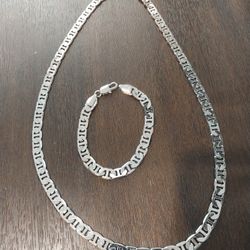 14k Gold Plate Marine  Necklace And Bracelet 