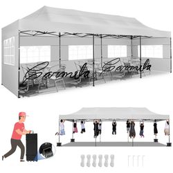 10x30 HEAVY DUTY POP UP wedding party tent outdoor canopy teng with 8 side walls white FOR SALE 