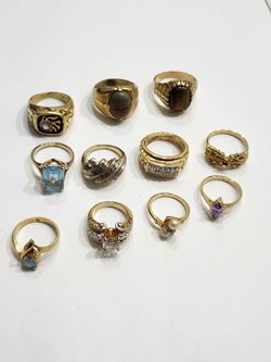 11 Gold Tone Rings / Men's & Women's