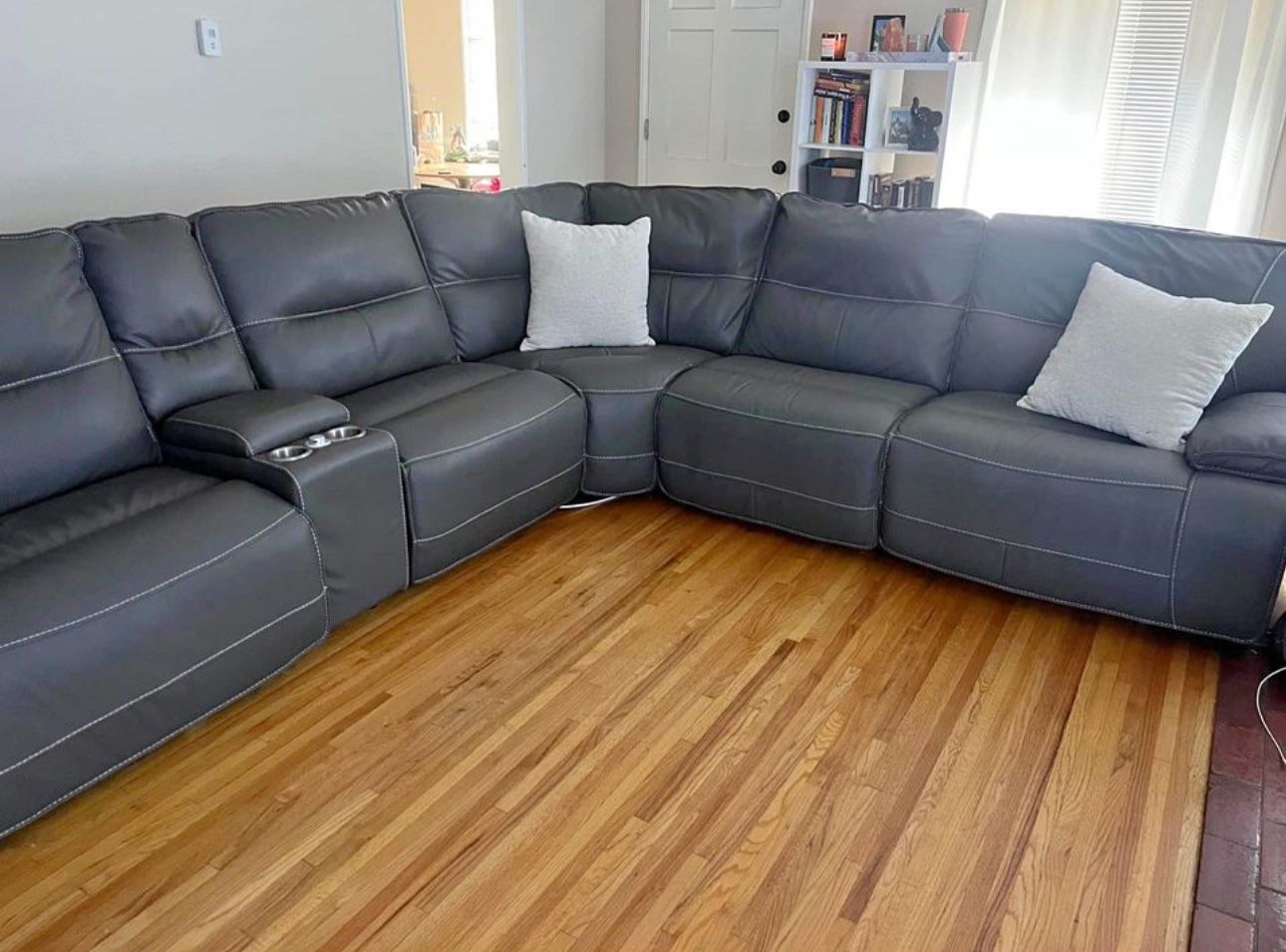 Grey leather Reclining Couch