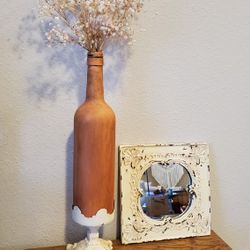 Antiqued mirror & candle holder