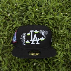 LA Dodgers Fitted Hat (Black/Neon Green Undervisor) – Size 7 3/8 – New Era 59FIFTY 🔥