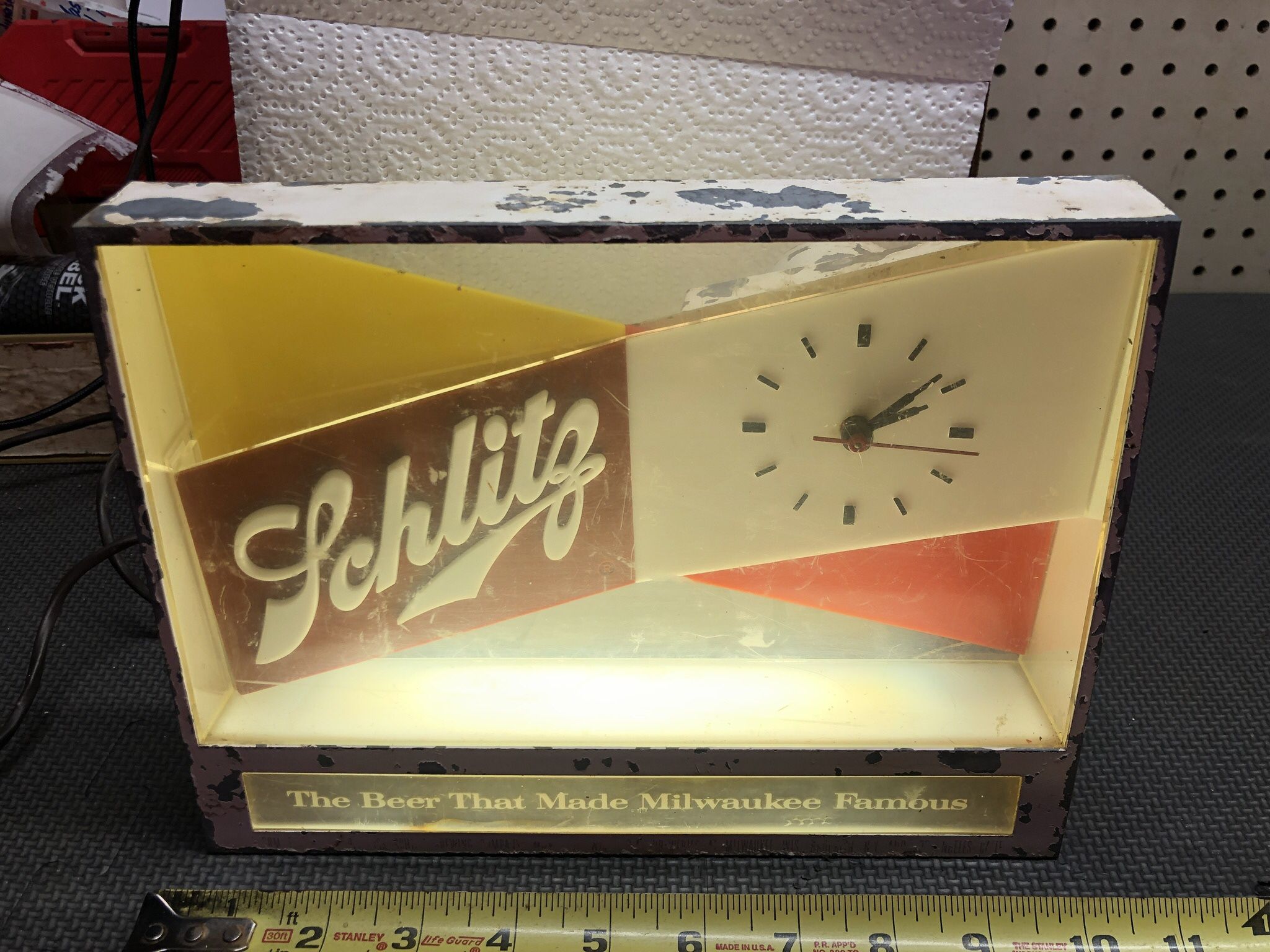 Old Schlitz Beer Cash Register Topper Clock Sign