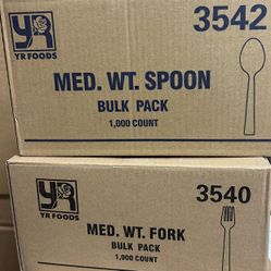 Plastic Spoons/forks. $10 each Box.