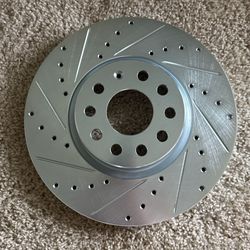 Front & Rear Drilled & Slotted Silver Brake Rotors