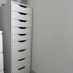 Chest of drawers with 9 drawers, white, 14 1/8 x 45 5/8 "