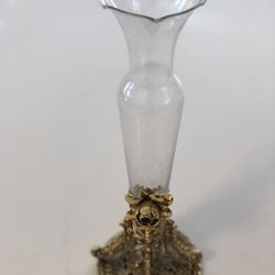 Vintage Matson Gold Gilt Hollywood Regency Vanity Glass Bud Vase Holder