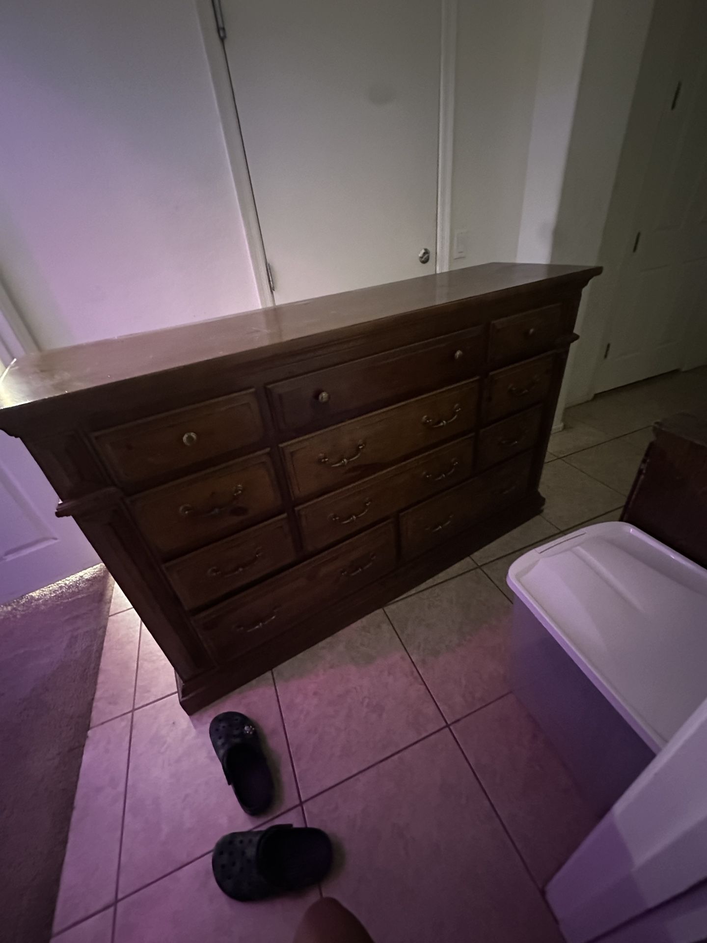 brown dresser with mirror
