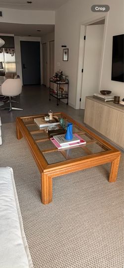 Vintage Mid Century Real wood and glass coffee table