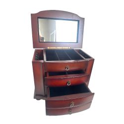 Bombay Company Vintage Mahogany Wood Jewelry Box with Mirror