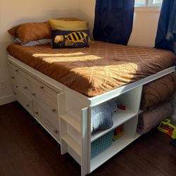 WestElm Modernist Captain's Full Bed w/ Desk - Winter Woodwest