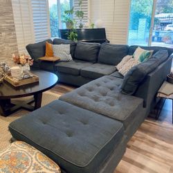 Delivery Available! Gray Sectional Couch Sofa Chaise Modular Footrest 