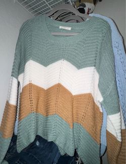 Chevron Knit Crewneck Sweater