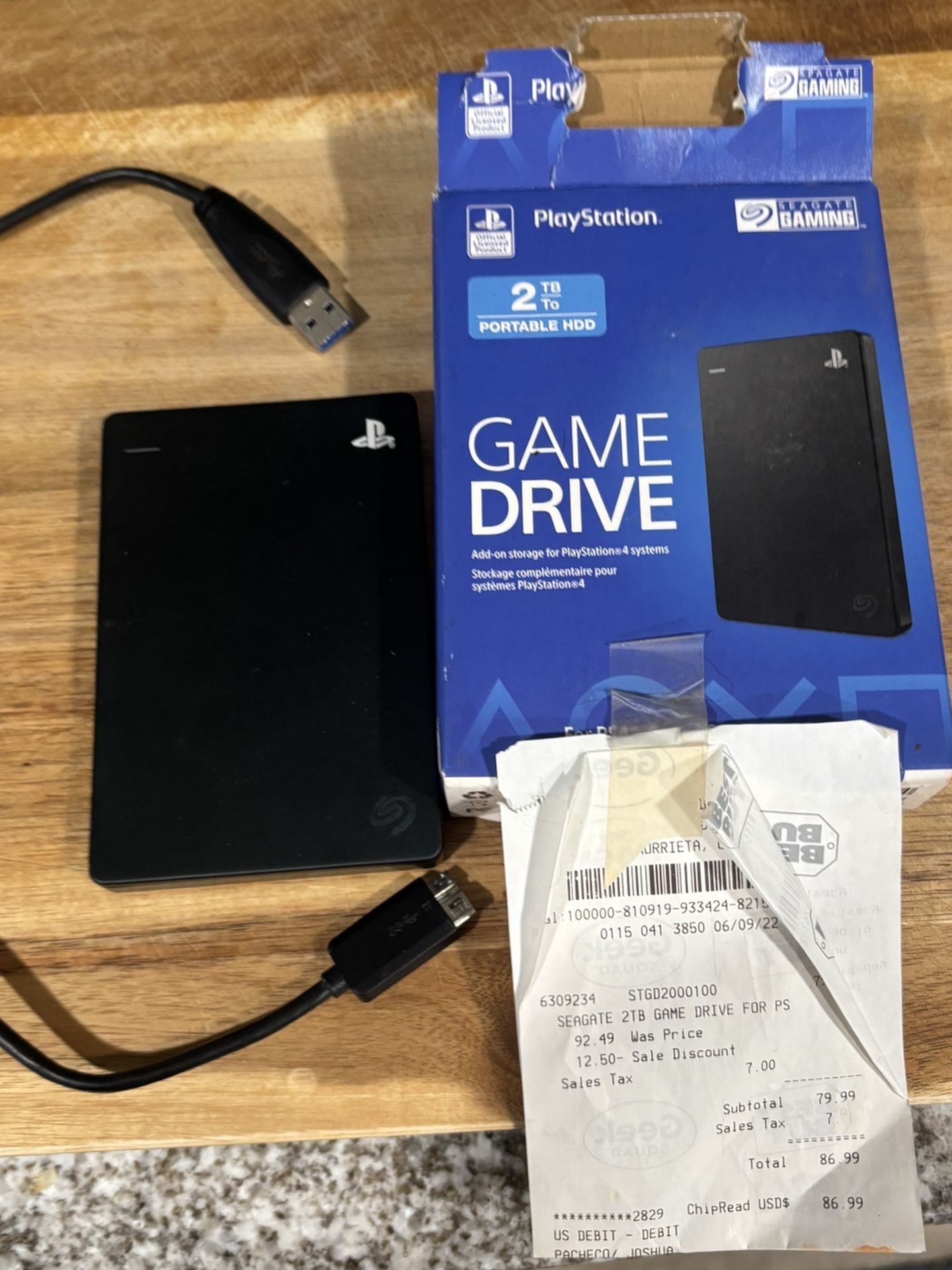 2T Hard Drive PlayStation With Receipt From Best Buy!