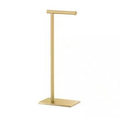 Gatco Latitude II Square Freestanding Toilet Paper Holder in Brushed Brass