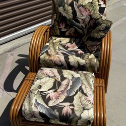 Mid century modern rattan pretzel shape 4strand chair with ottoman great shape