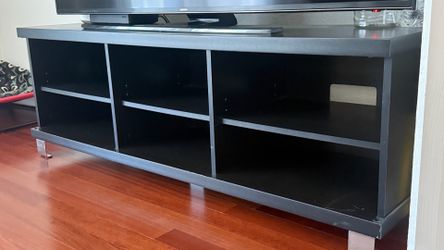 Black TV Stand with Open Shelves