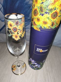 Van Gogh Sunflowers The Impressionists CHAMPAGNE FLUTE Toasting Glass Art