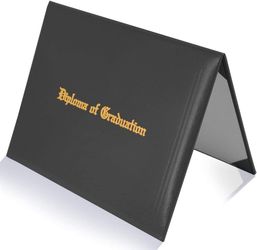 Graduate Diploma Holder Gold Foil Letter Size PU Black