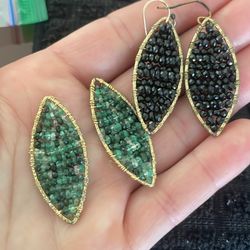 Black/green Gem Earrings 