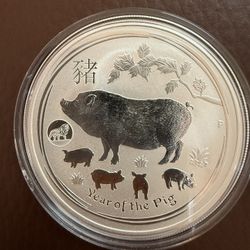2019 1oz Australia Year Of The Pig Silver Coin