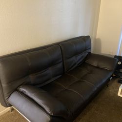 (2) Dark Brown Leather Bed/Couch