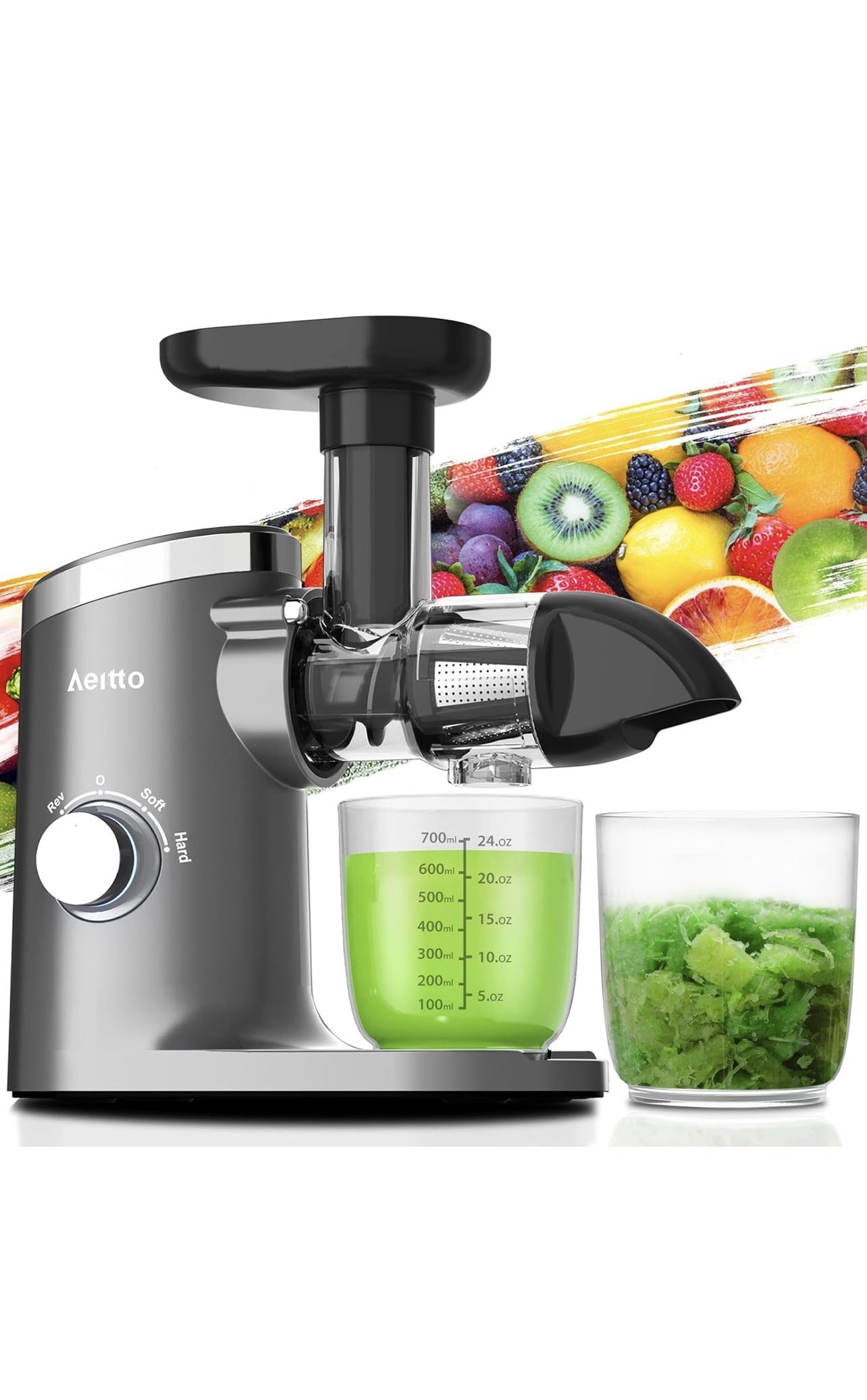 Slow Masticating Juicer, Cold Press Jucier Machine with Soft & Hard Modes, Quiet Motor, Juicer Machines Vegetable and Fruit, Juice Extractor machine,