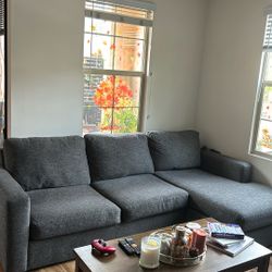 Araceli II Pewter Grey Black Fabric 107" 2 Piece Modular Sectional with Right Arm Facing Chaise | Loose Reversible Back