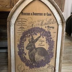 New Framed Burlap Print Wall Art-18”Wx30”H solid wood frame. On sale was $179 Now $85. Pick up in Palm Bay.