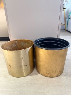 Gold Metal Planters Set of 2
