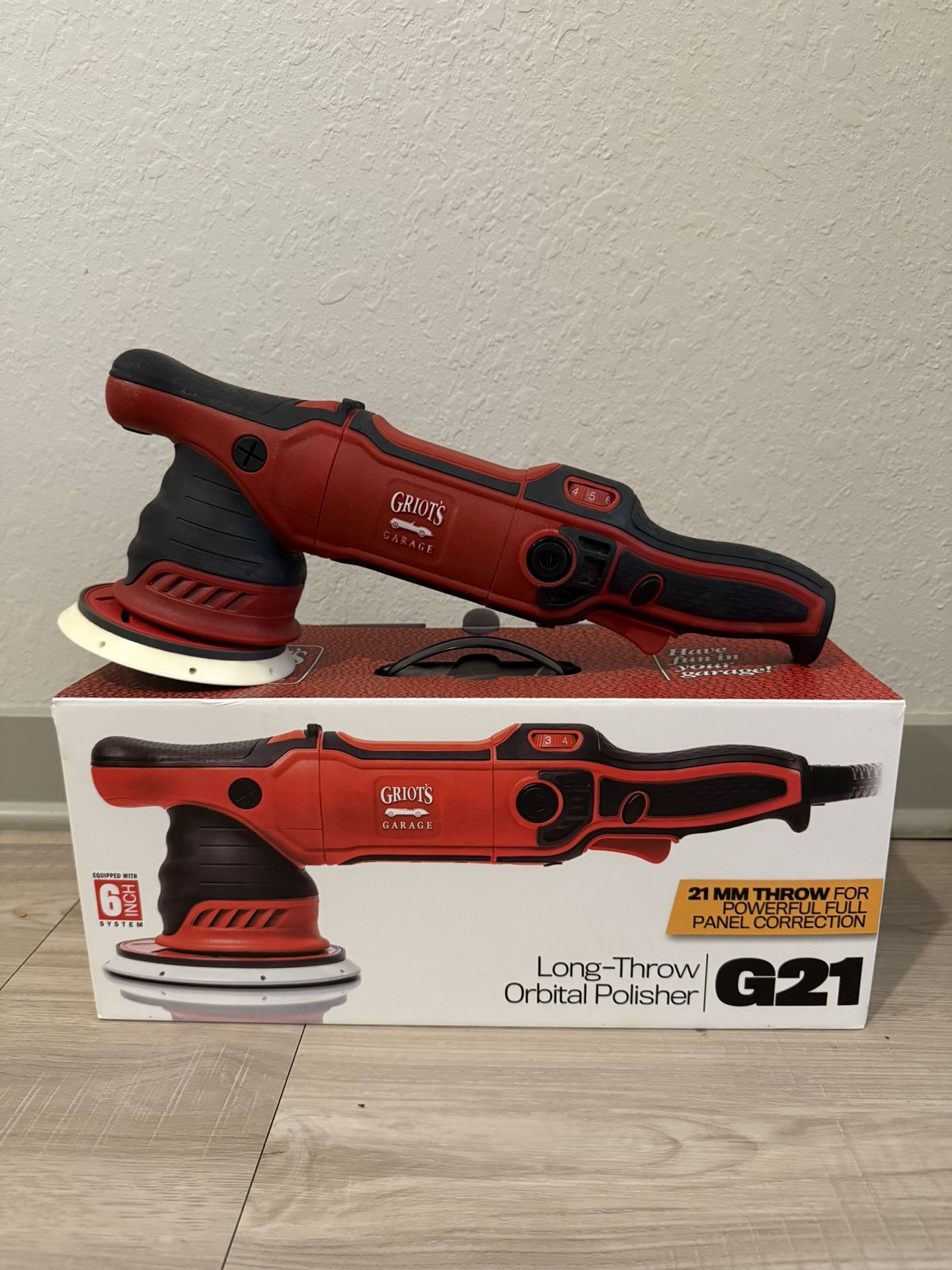 Griots Garage G21 Random Orbital Polisher | W/Box + Carrying case + Extra backing plate + 25 ft cord