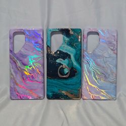 3 Samsung Galaxy S22 Ultra Phone Cases in Purple, Green, & Light Blue Bundle