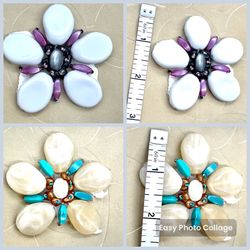 Lot Of 2 Floral Cabochon Appliqués 