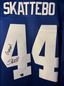Skattebo #44 Signed giants Blue Football Jersey