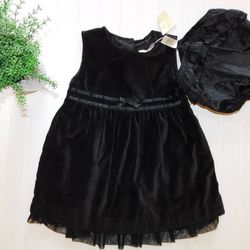 NWT Girl George 24 Month Black Velour Jumper Dress Bloomer