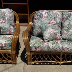 Beautiful Rattan Loveseat & Lounge Chair 