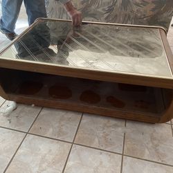 Wood Mirror Top Center Table 