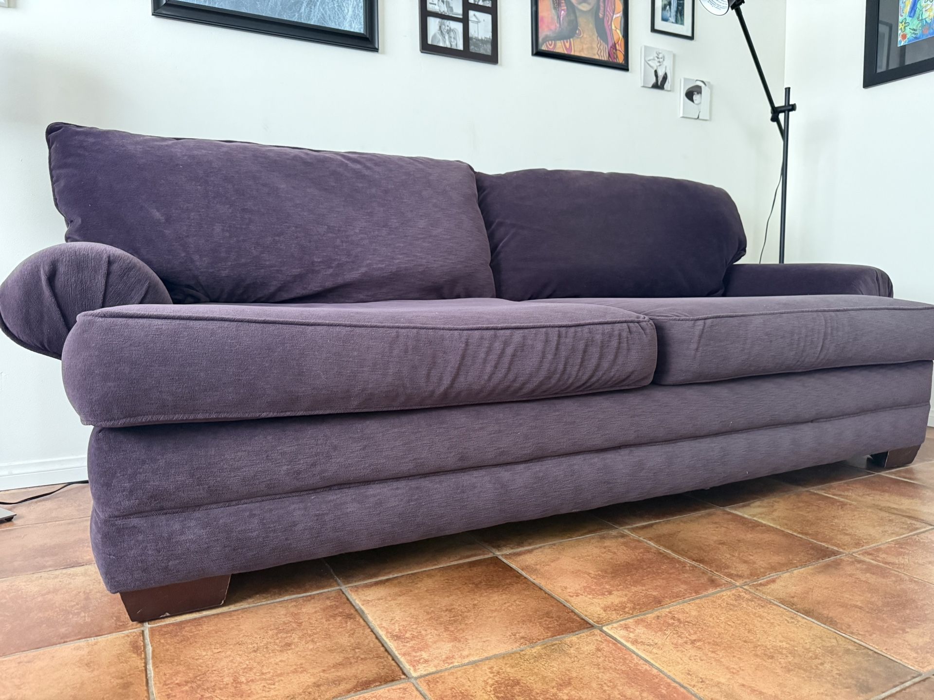 Purple/Eggplant Color — Super Soft Velvety Sofa Couch
