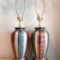 Chinese Oriental Accent Lamp Set Of Two