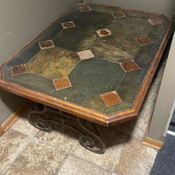 Coffee Table Solid Wood And Tile