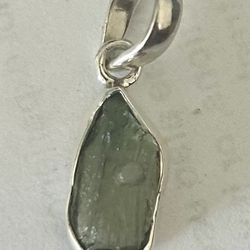Natural Moldavite Sterling Silver Pendant