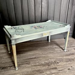 Vintage Antique Solid Wood French Victorian Floral Coffee Table Small Table Side Table Gold 