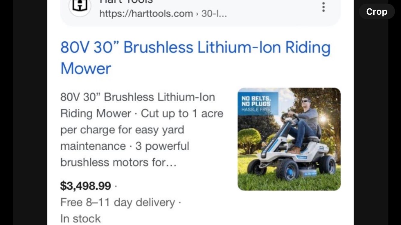 Harts 80V 30” Brushless Lithium Ion Battery Riding Lawnmower H80RMII Brand New Factory Sealed!